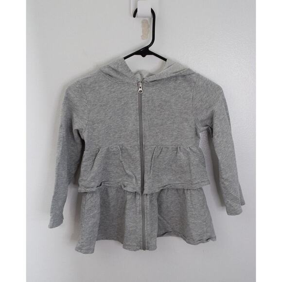Garnet Hill Kids Sweatshirt Girls Large Gray Tiered Full Zip Layered - Picture 1 of 3